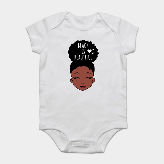 Black is Beautiful, Hearts, African American Girl, Black Girl Magic Baby Bodysuit by UrbanLifeApparel